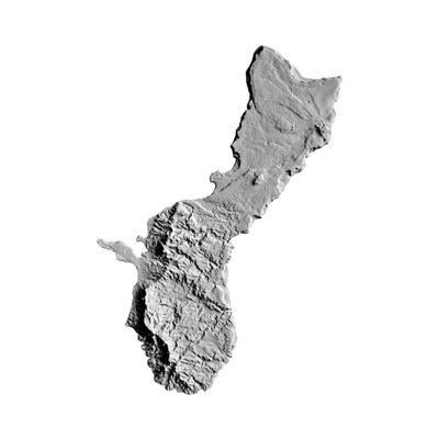 Guam Terrain Map STL file for 3D printing and CNC routing, LightBurn and Vectric ready