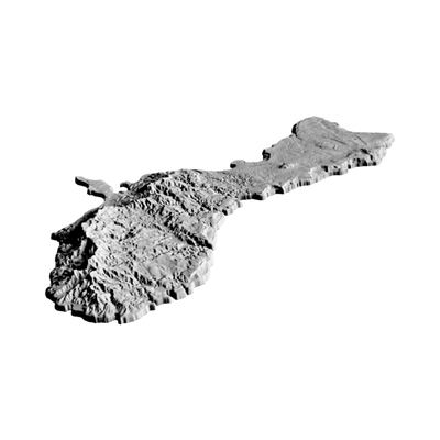 Guam Terrain Map detail view, ready for 3D printing and CNC routing