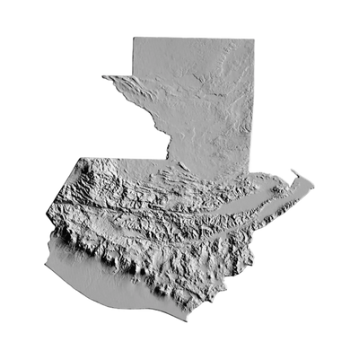 Guatemala Terrain Map STL file for 3D printing and CNC routing, LightBurn and Vectric ready