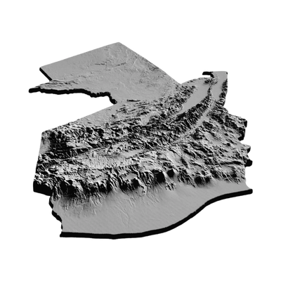 Guatemala Terrain Map detail view, ready for 3D printing and CNC routing