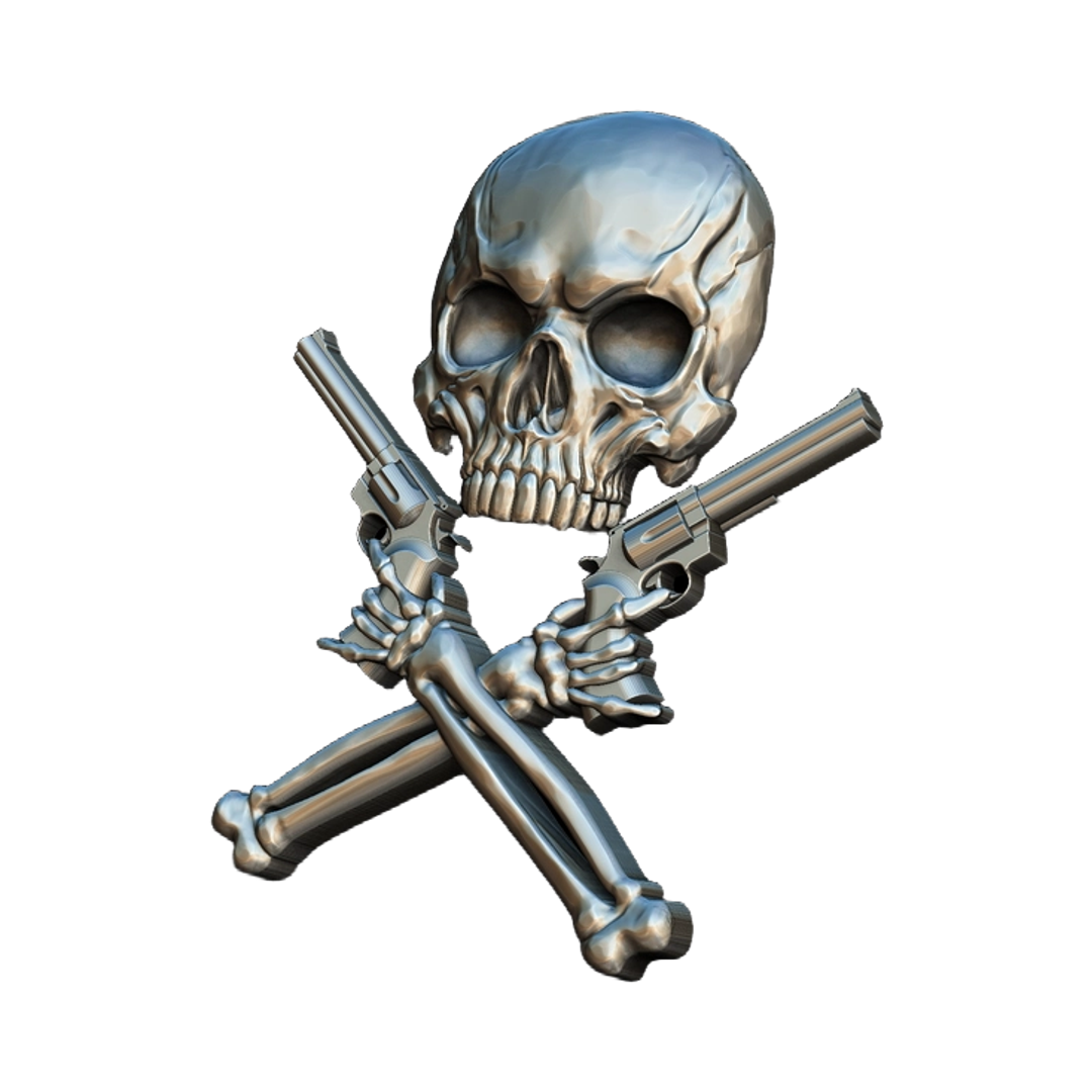 Half Skull Revolvers design preview, skulls & skeletons