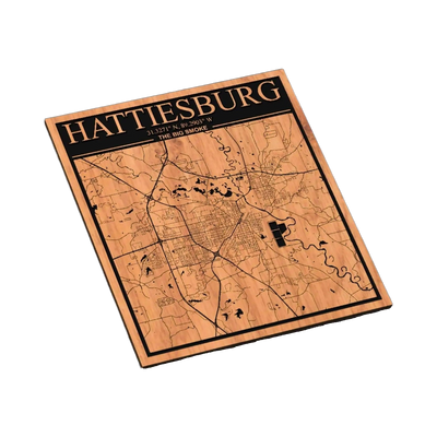 Hattiesburg, Mississippi City Map SVG file for laser cutting and CNC routing, LightBurn and Vectric ready