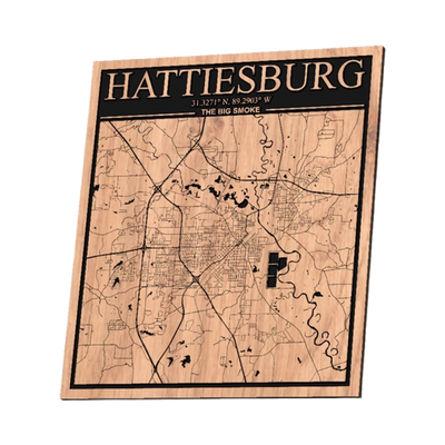 Hattiesburg, Mississippi City Map design preview, us states
