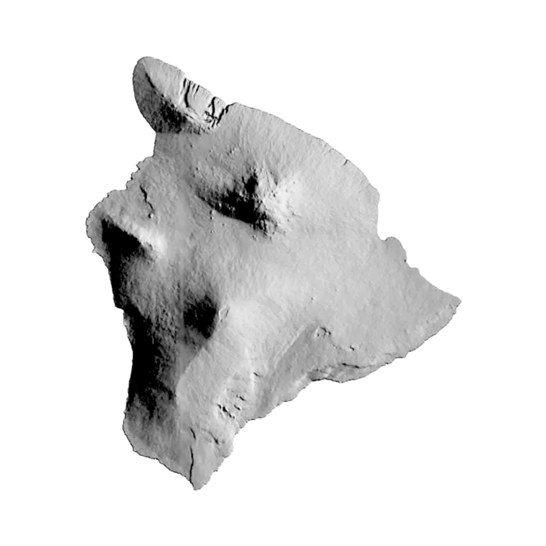 Hawaii Big Island Terrain Map STL file for 3D printing and CNC routing, LightBurn and Vectric ready