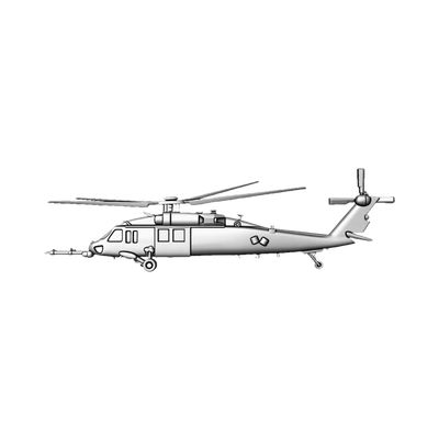 HH-60 Pavehawk Helicopter (Side Angle) STL file for 3D printing and CNC routing, LightBurn and Vectric ready