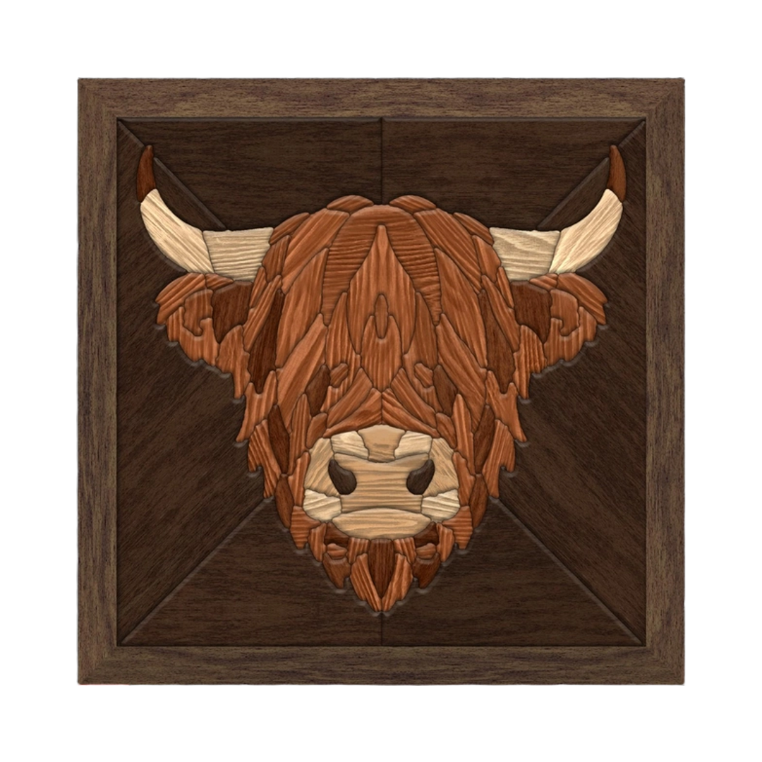 Highland Cow Intarsia SVG file for digital crafting, LightBurn and Vectric ready