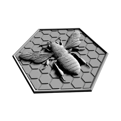 Honey Bee with Honeycomb detail view, ready for 3D printing and CNC routing