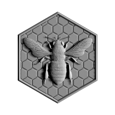 Honey Bee with Honeycomb STL file for 3D printing and CNC routing, LightBurn and Vectric ready