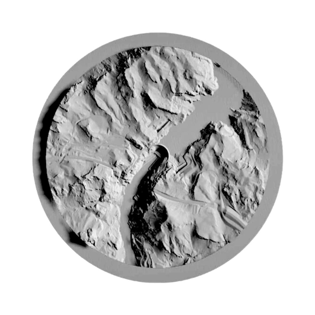 Hoover Dam Terrain Map STL file for 3D printing and CNC routing, LightBurn and Vectric ready