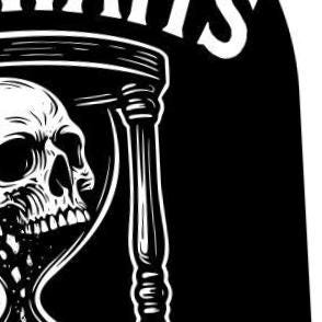 Hourglass Skull detail view, ready for laser cutting and CNC routing