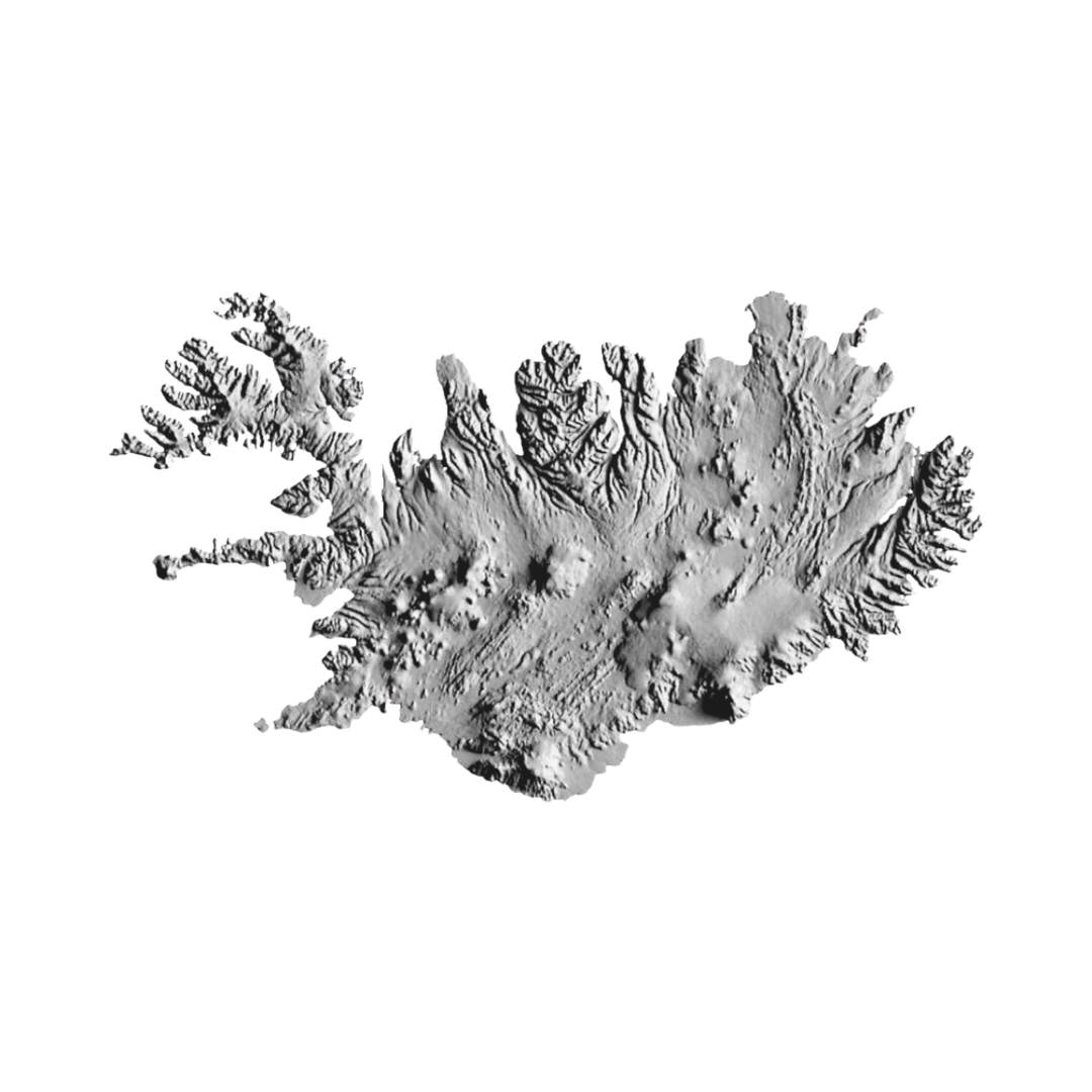 Iceland Terrain Map STL file for 3D printing and CNC routing, LightBurn and Vectric ready