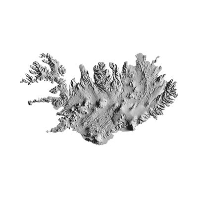 Iceland Terrain Map STL file for 3D printing and CNC routing, LightBurn and Vectric ready