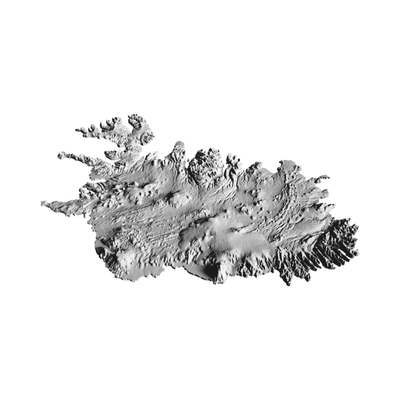 Iceland Terrain Map detail view, ready for 3D printing and CNC routing