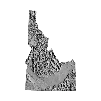 Idaho Terrain Map STL file for 3D printing and CNC routing, LightBurn and Vectric ready