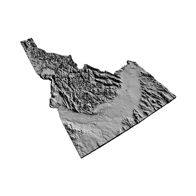 Idaho Terrain Map detail view, ready for 3D printing and CNC routing