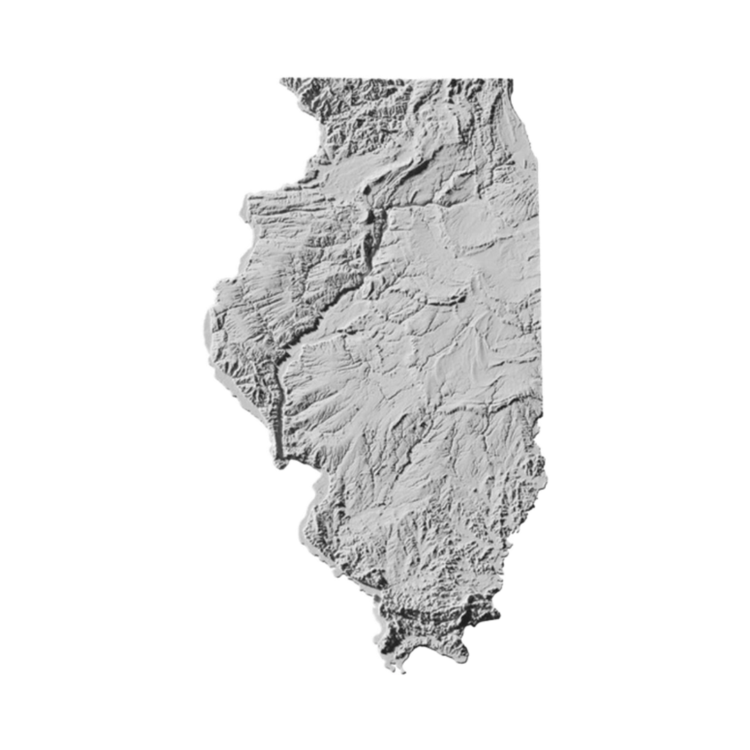 Illinois Terrain Map STL file for digital crafting, LightBurn and Vectric ready