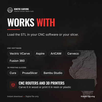 Illinois Terrain Map compatible with LightBurn and Vectric