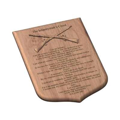 U.S. Army Infantryman's Creed STL file for 3D printing and CNC routing, LightBurn and Vectric ready