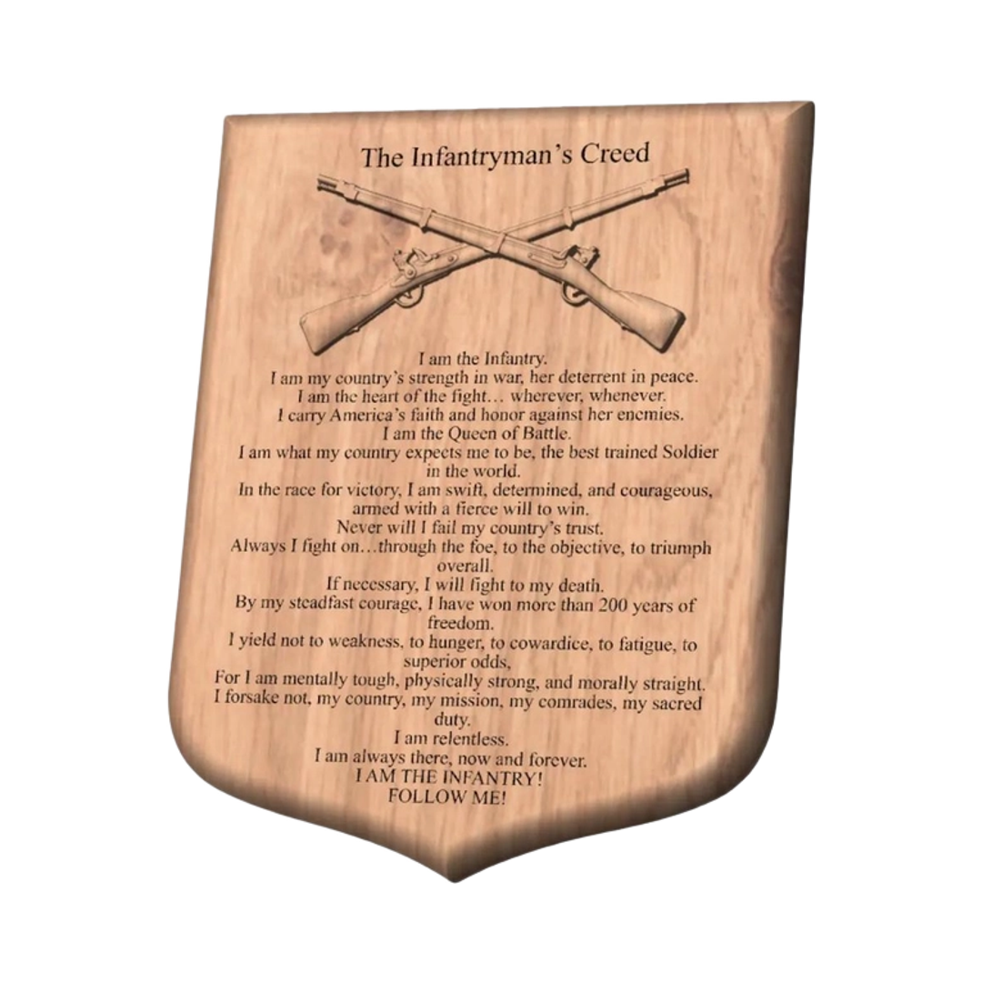 U.S. Army Infantryman's Creed detail view, ready for 3D printing and CNC routing