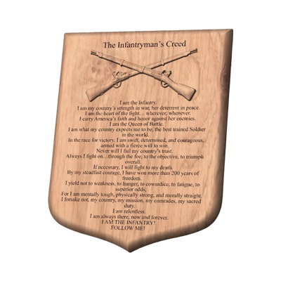 U.S. Army Infantryman's Creed detail view, ready for 3D printing and CNC routing