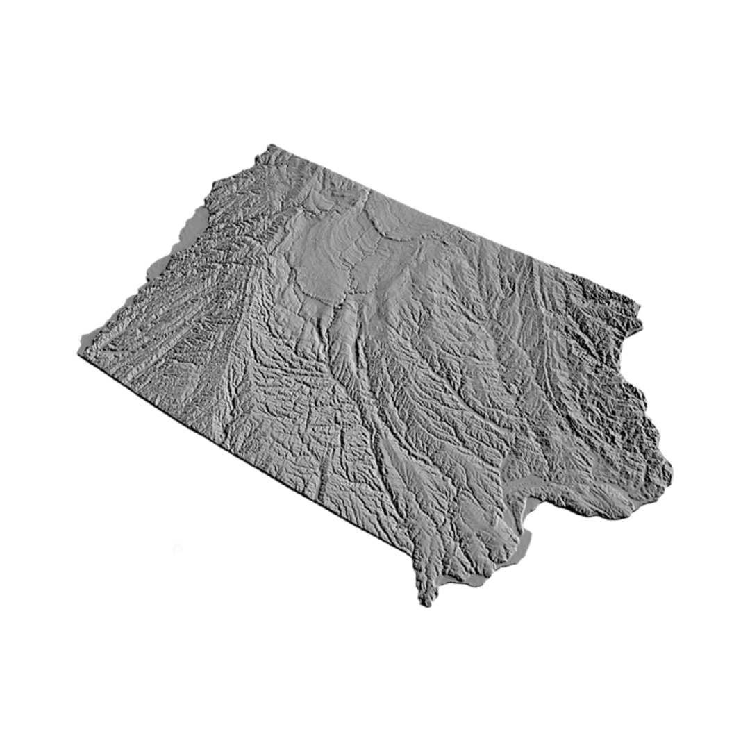 Iowa Topographic Map detail view, ready for 3D printing and CNC routing