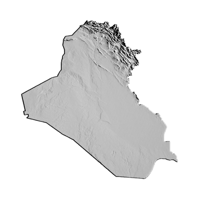 Iraq Terrain Map STL file for 3D printing and CNC routing, LightBurn and Vectric ready