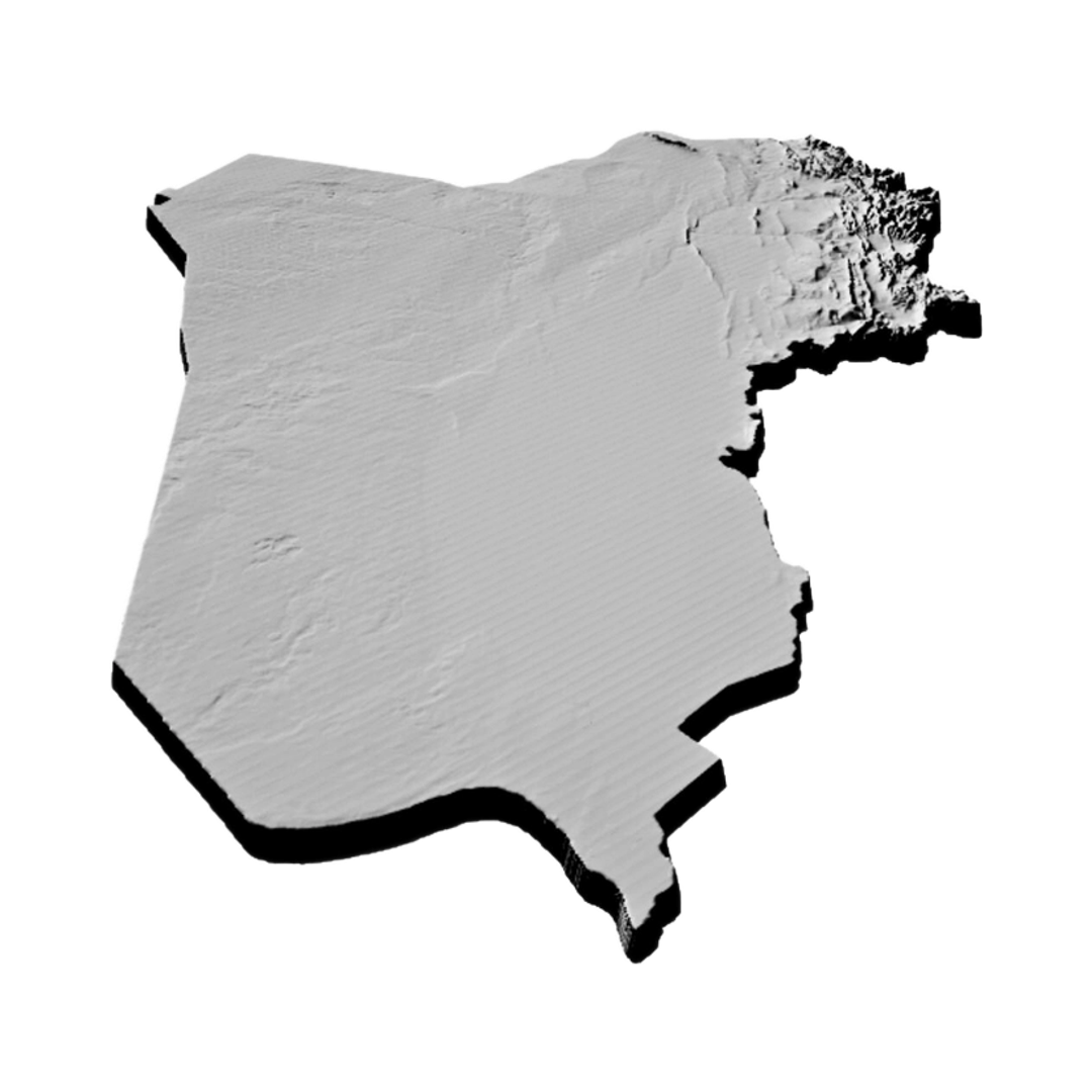 Iraq Terrain Map detail view, ready for 3D printing and CNC routing