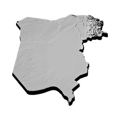Iraq Terrain Map detail view, ready for 3D printing and CNC routing