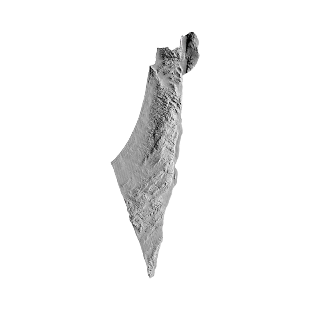 Israel Terrain Map STL file for 3D printing and CNC routing, LightBurn and Vectric ready