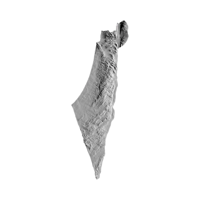 Israel Terrain Map STL file for 3D printing and CNC routing, LightBurn and Vectric ready
