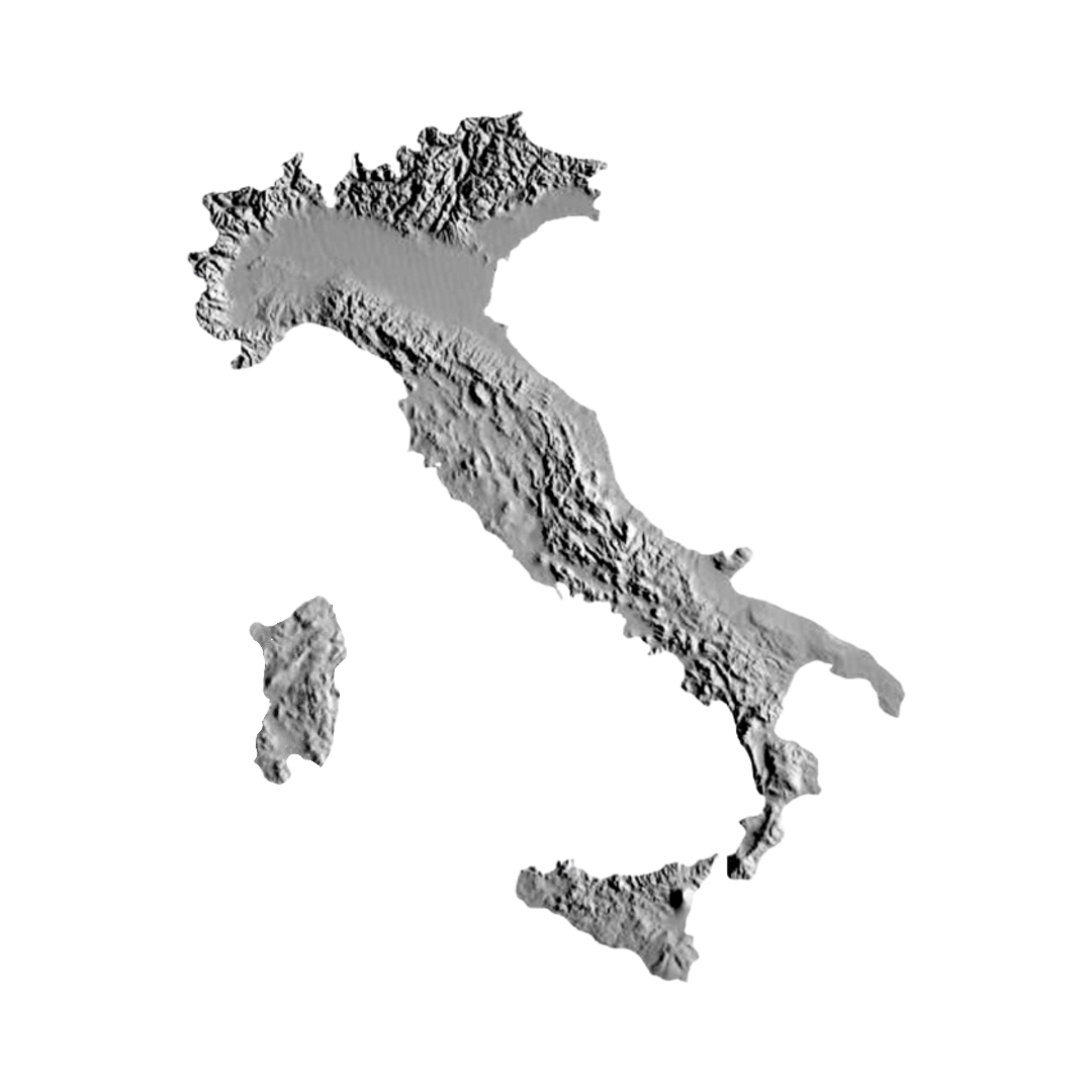 Italy Terrain Map STL file for 3D printing and CNC routing, LightBurn and Vectric ready
