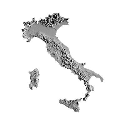 Italy Terrain Map STL file for 3D printing and CNC routing, LightBurn and Vectric ready