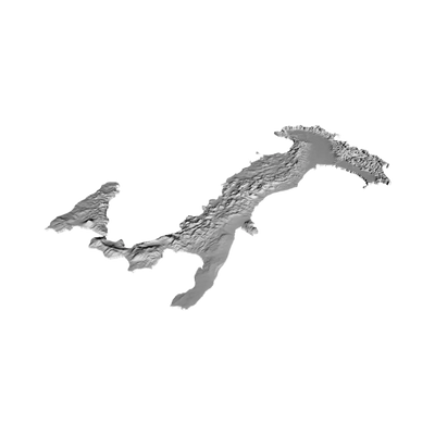 Italy Terrain Map detail view, ready for 3D printing and CNC routing