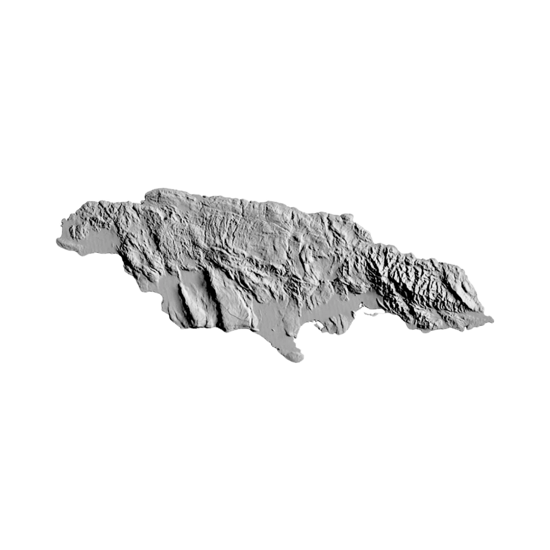 Jamaica Terrain Map STL file for 3D printing and CNC routing, LightBurn and Vectric ready