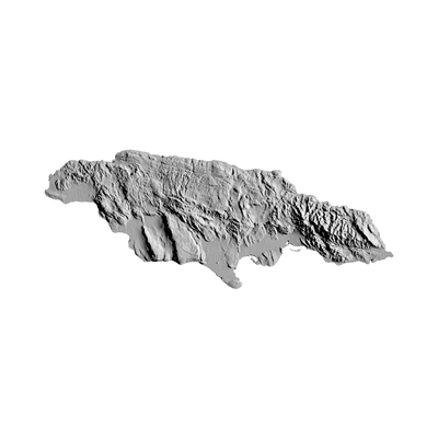 Jamaica Terrain Map STL file for 3D printing and CNC routing, LightBurn and Vectric ready