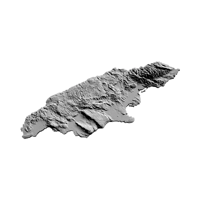 Jamaica Terrain Map detail view, ready for 3D printing and CNC routing