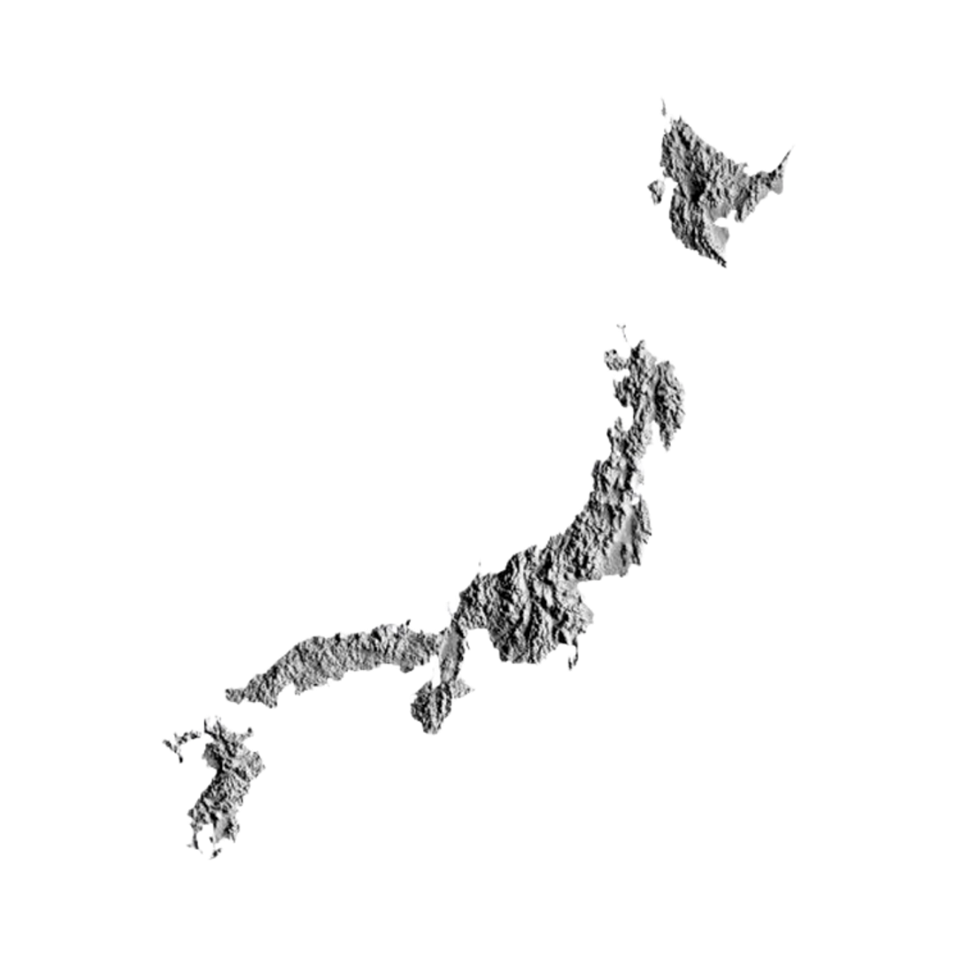 Japan Terrain Map STL file for 3D printing and CNC routing, LightBurn and Vectric ready
