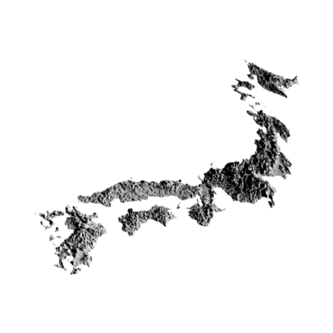 Japan Terrain Map design preview, countries & world