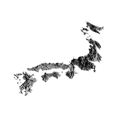 Japan Terrain Map design preview, countries & world