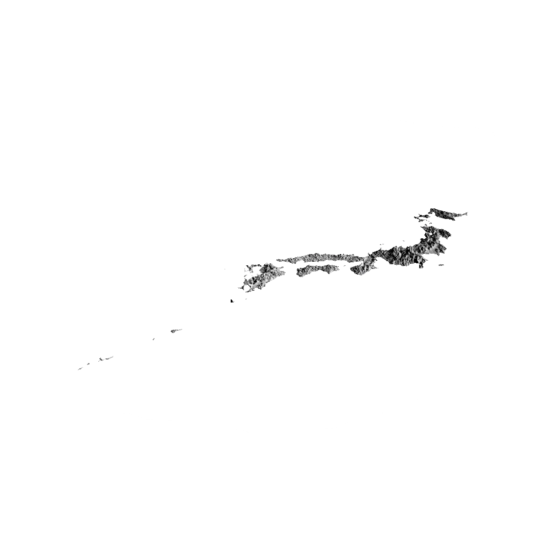 Japan Terrain Map detail view, ready for 3D printing and CNC routing