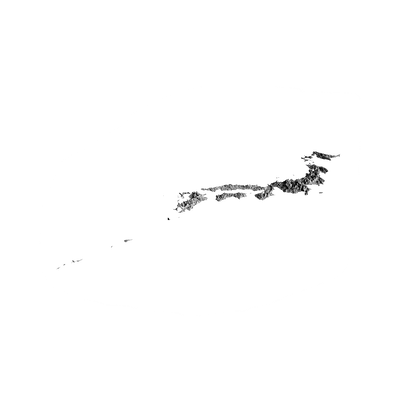 Japan Terrain Map detail view, ready for 3D printing and CNC routing