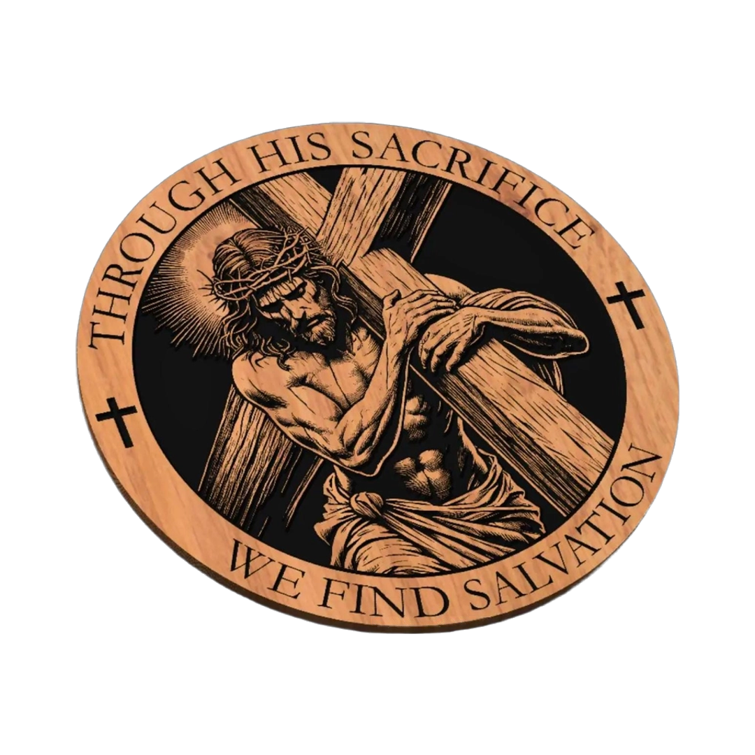 Jesus Christ Sacrifice and Salvation SVG file for laser cutting and CNC routing, LightBurn and Vectric ready