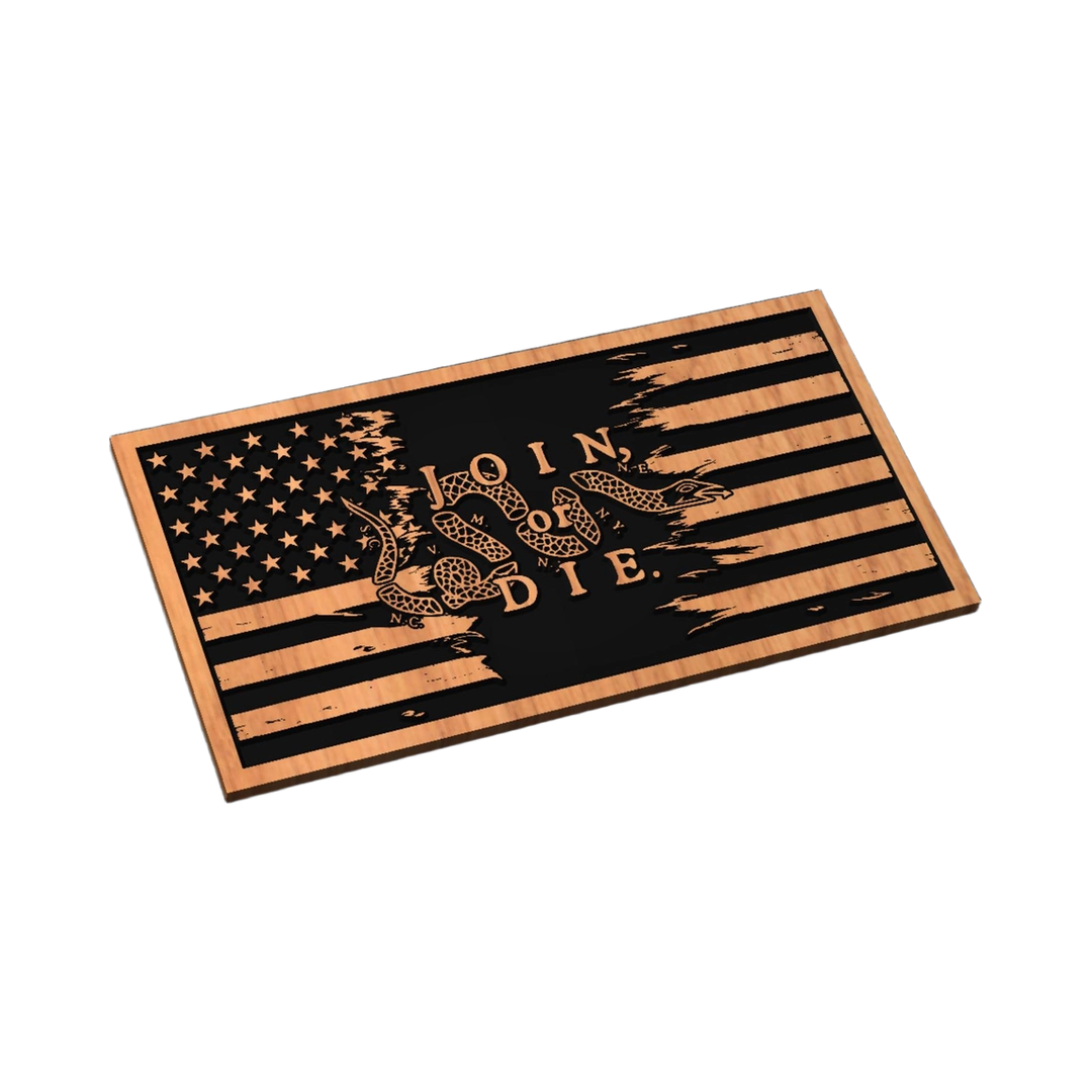 Join or Die Tattered Flag SVG file for digital crafting, LightBurn and Vectric ready