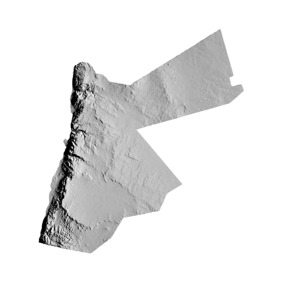 Jordan Terrain Map STL file for 3D printing and CNC routing, LightBurn and Vectric ready