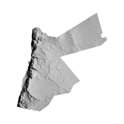 Jordan Terrain Map STL file for 3D printing and CNC routing, LightBurn and Vectric ready