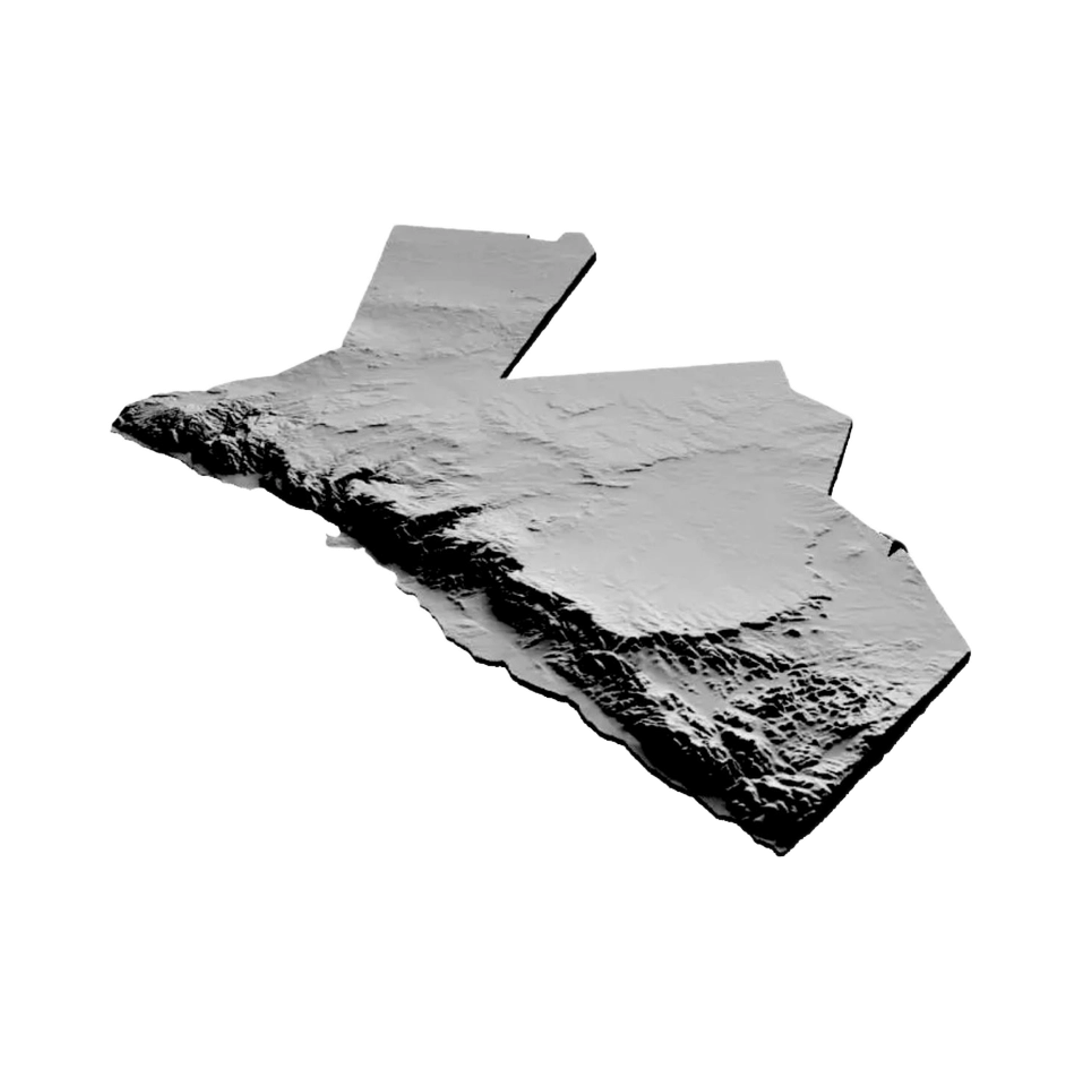 Jordan Terrain Map detail view, ready for 3D printing and CNC routing