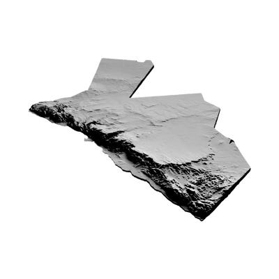 Jordan Terrain Map detail view, ready for 3D printing and CNC routing