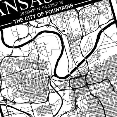 Kansas City Missouri Map detail view, ready for laser cutting and CNC routing