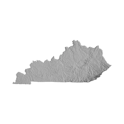 Kentucky Terrain Map STL file for 3D printing and CNC routing, LightBurn and Vectric ready