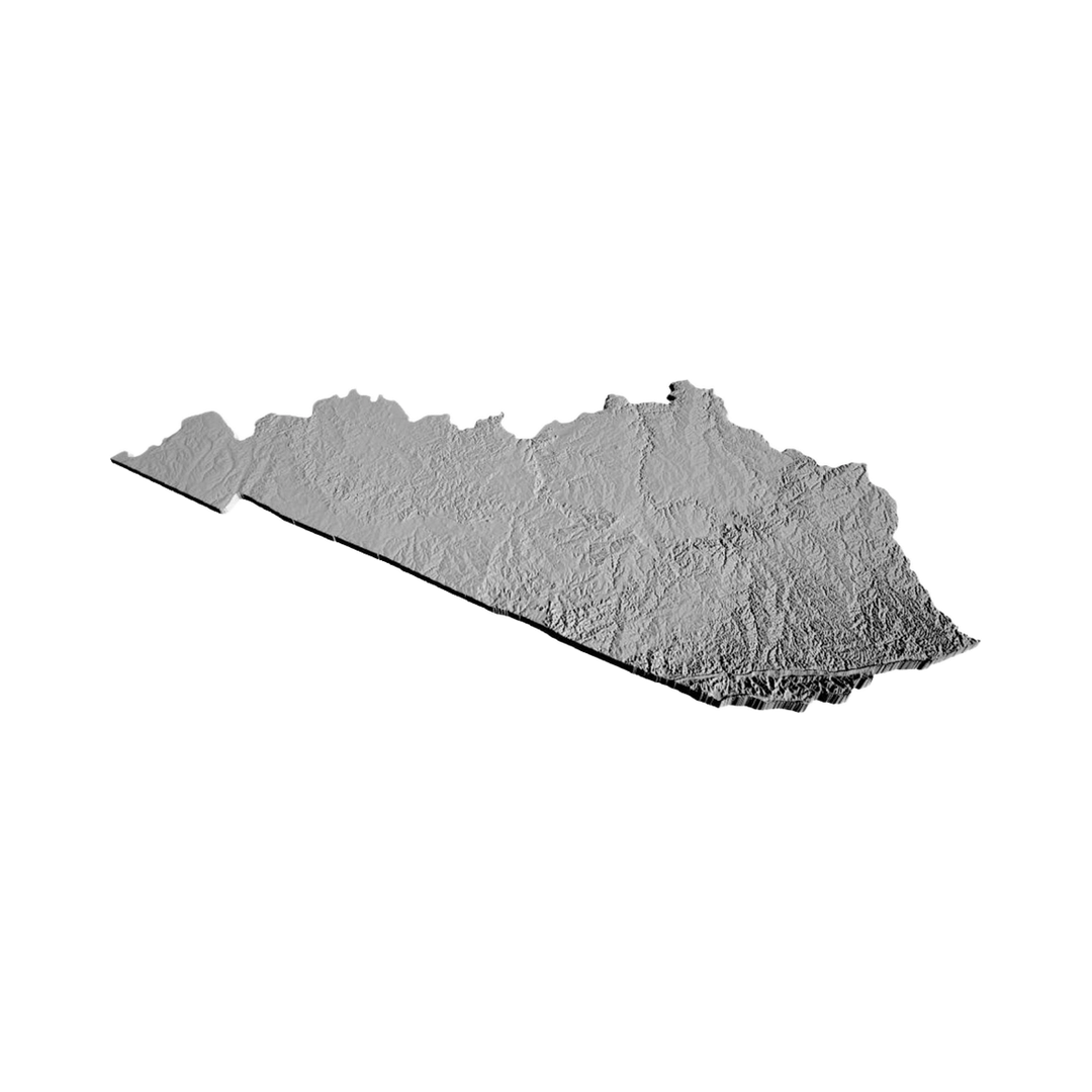 Kentucky Terrain Map detail view, ready for 3D printing and CNC routing